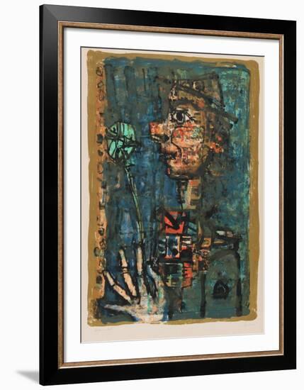 Clown with Flower-Paul Augustin Aizpiri-Framed Collectable Print