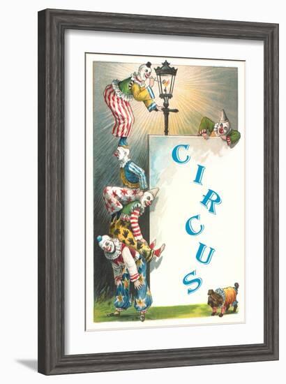 Clowns with Lamppost and Angry Pub-null-Framed Art Print