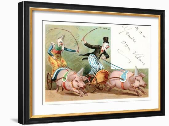 Clowns with Pig-Drawn Chariots-null-Framed Art Print