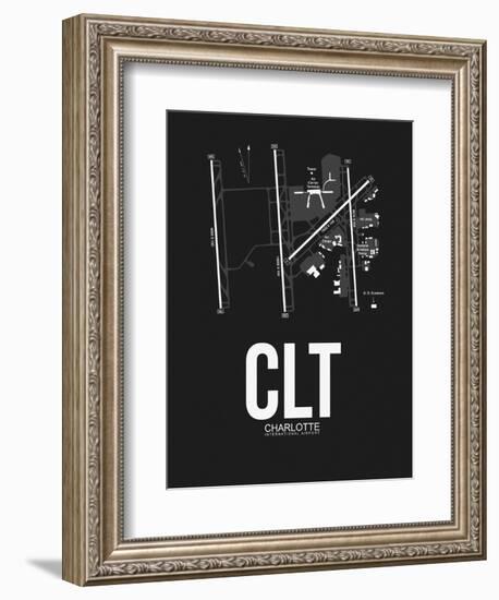 CLT Charlotte Airport Black-NaxArt-Framed Art Print