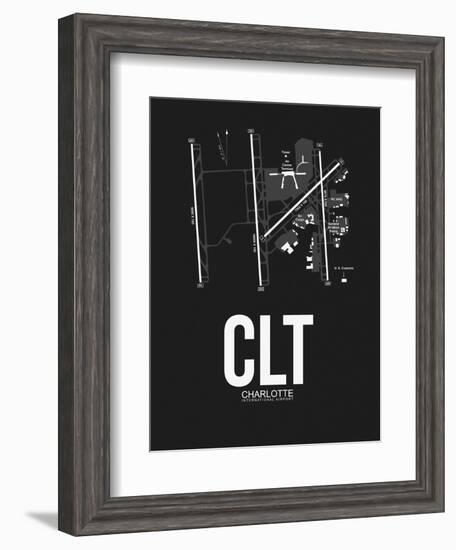 CLT Charlotte Airport Black-NaxArt-Framed Art Print