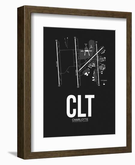 CLT Charlotte Airport Black-NaxArt-Framed Art Print