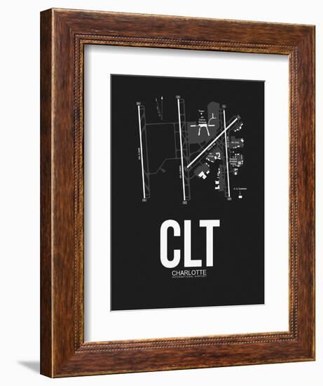 CLT Charlotte Airport Black-NaxArt-Framed Art Print