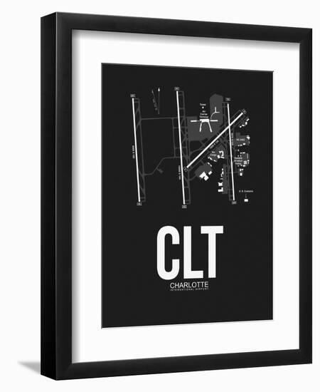 CLT Charlotte Airport Black-NaxArt-Framed Art Print