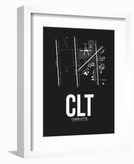 CLT Charlotte Airport Black-NaxArt-Framed Art Print