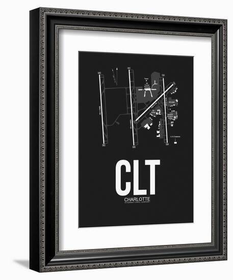 CLT Charlotte Airport Black-NaxArt-Framed Art Print