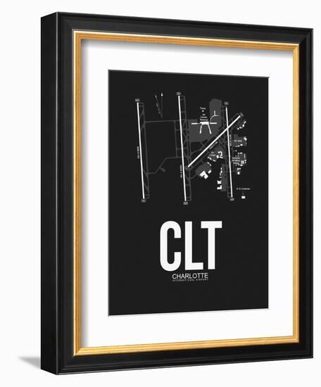 CLT Charlotte Airport Black-NaxArt-Framed Art Print