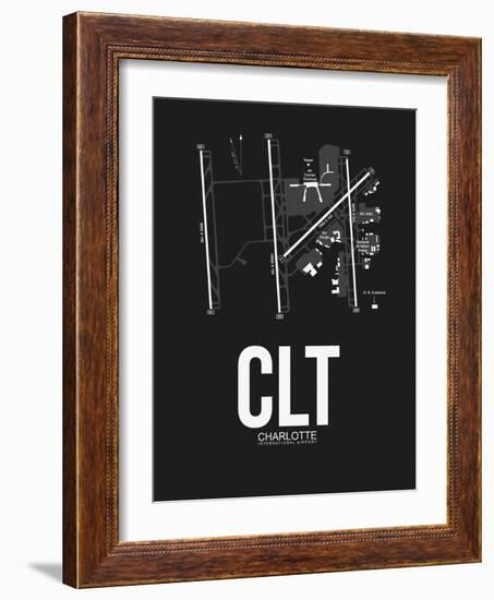 CLT Charlotte Airport Black-NaxArt-Framed Art Print