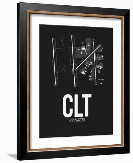 CLT Charlotte Airport Black-NaxArt-Framed Art Print