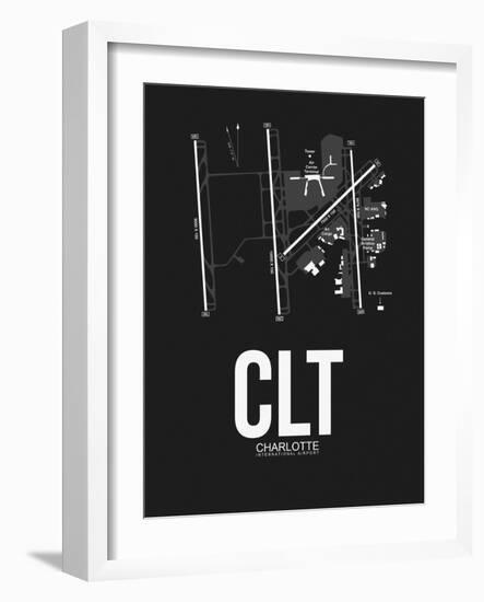 CLT Charlotte Airport Black-NaxArt-Framed Art Print