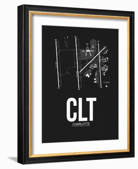 CLT Charlotte Airport Black-NaxArt-Framed Art Print