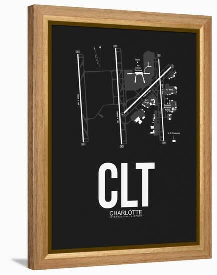 CLT Charlotte Airport Black-NaxArt-Framed Stretched Canvas