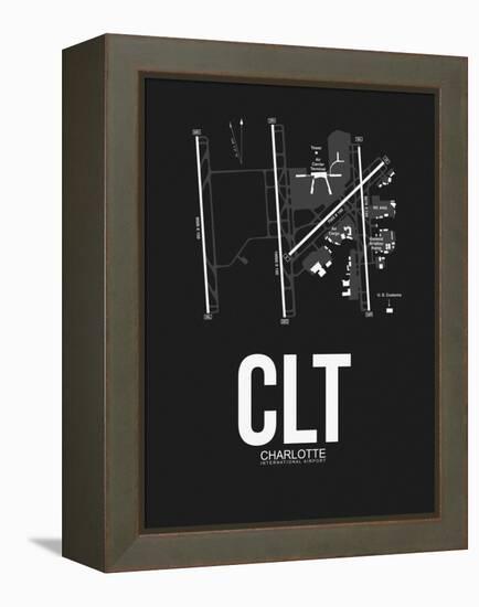CLT Charlotte Airport Black-NaxArt-Framed Stretched Canvas