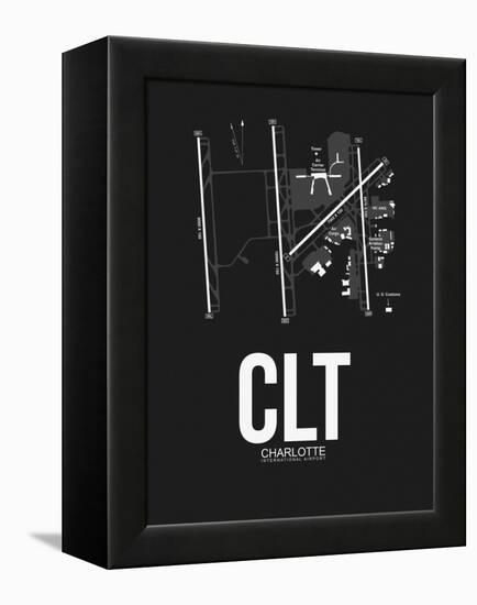 CLT Charlotte Airport Black-NaxArt-Framed Stretched Canvas