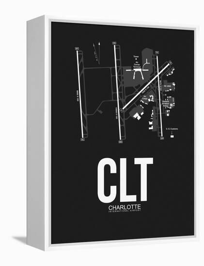 CLT Charlotte Airport Black-NaxArt-Framed Stretched Canvas