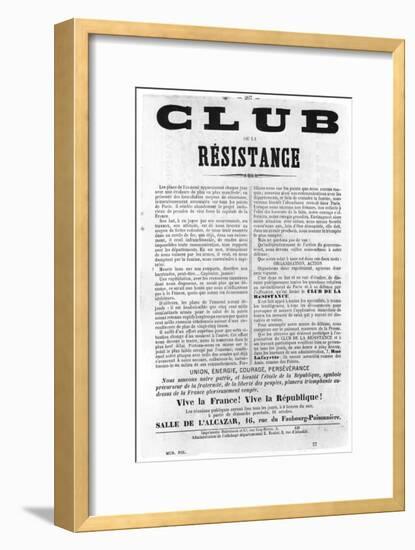 Club De La Resistance, from French Political Posters of the Paris Commune, May 1871-null-Framed Giclee Print