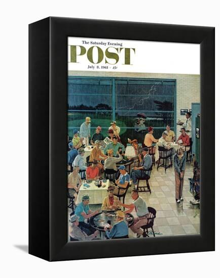 "Clubhouse on Rainy Day," Saturday Evening Post Cover, July 8, 1961-Ben Kimberly Prins-Framed Premier Image Canvas