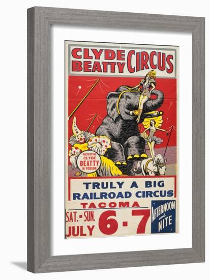 "Clyde Beatty Circus; Truly Big Railroad Circus", 1935-null-Framed Giclee Print