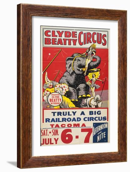 "Clyde Beatty Circus; Truly Big Railroad Circus", 1935-null-Framed Giclee Print