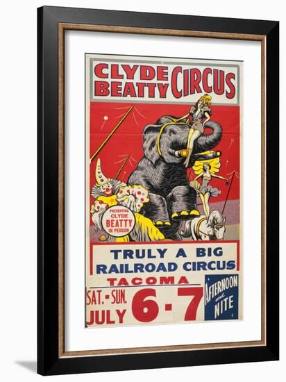 "Clyde Beatty Circus; Truly Big Railroad Circus", 1935-null-Framed Giclee Print