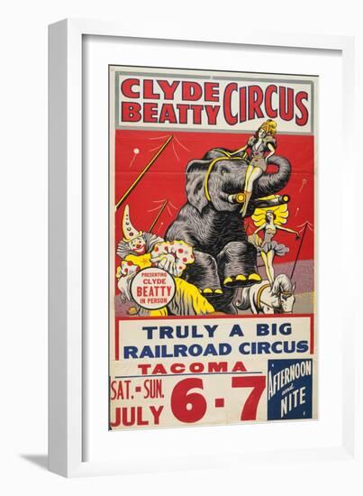 "Clyde Beatty Circus; Truly Big Railroad Circus", 1935--Framed Giclee Print