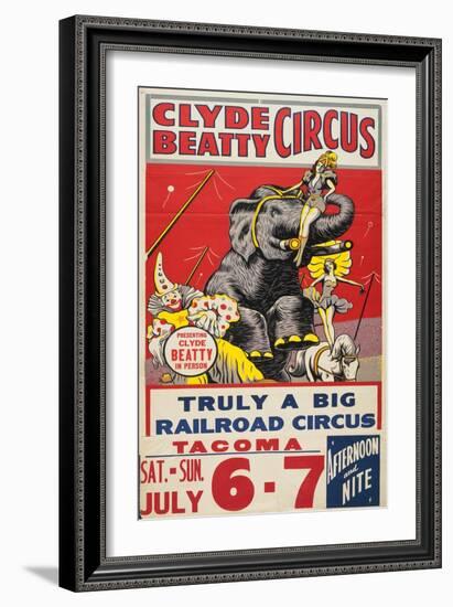 "Clyde Beatty Circus; Truly Big Railroad Circus", 1935-null-Framed Giclee Print