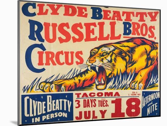 "Clyde Beatty, Russell Bros. Circus", 1935-null-Mounted Giclee Print