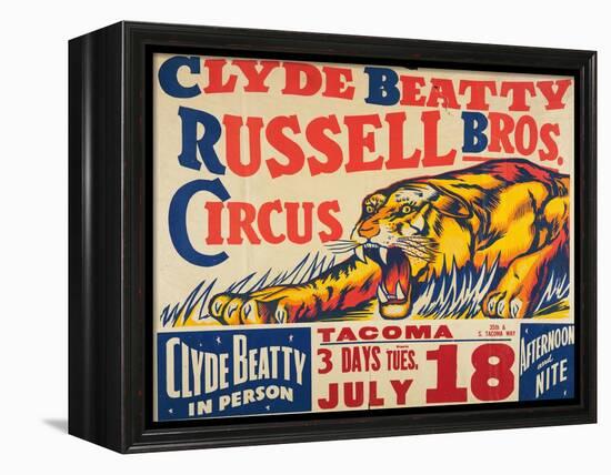 "Clyde Beatty, Russell Bros. Circus", 1935-null-Framed Premier Image Canvas