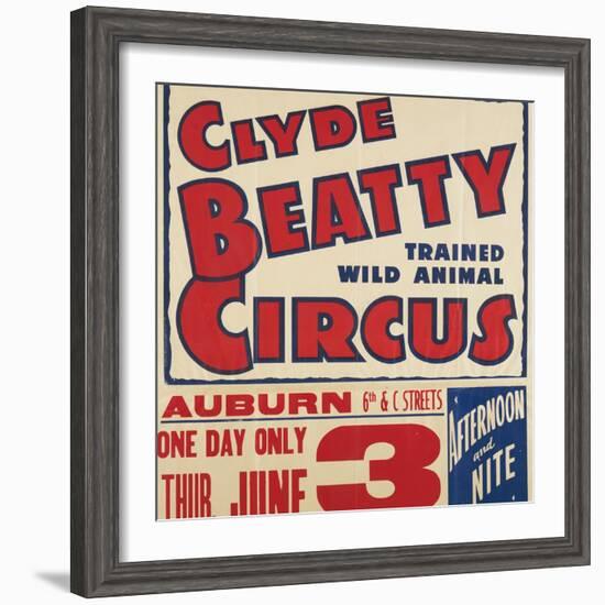 "Clyde Beatty Trained Wild Animal Circus", 1935-null-Framed Giclee Print