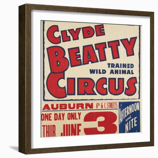 "Clyde Beatty Trained Wild Animal Circus", 1935-null-Framed Giclee Print