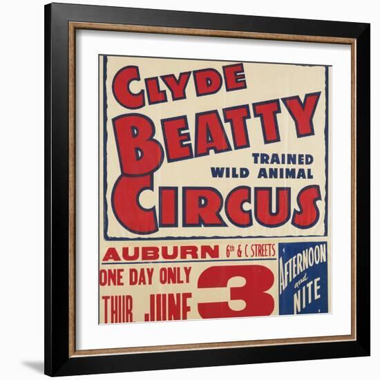 "Clyde Beatty Trained Wild Animal Circus", 1935-null-Framed Giclee Print