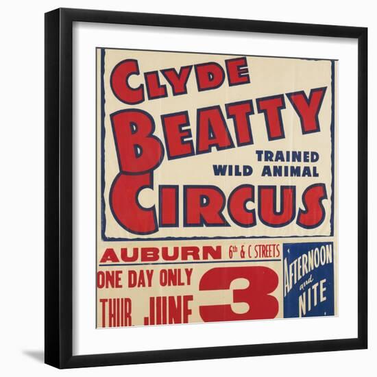 "Clyde Beatty Trained Wild Animal Circus", 1935-null-Framed Giclee Print