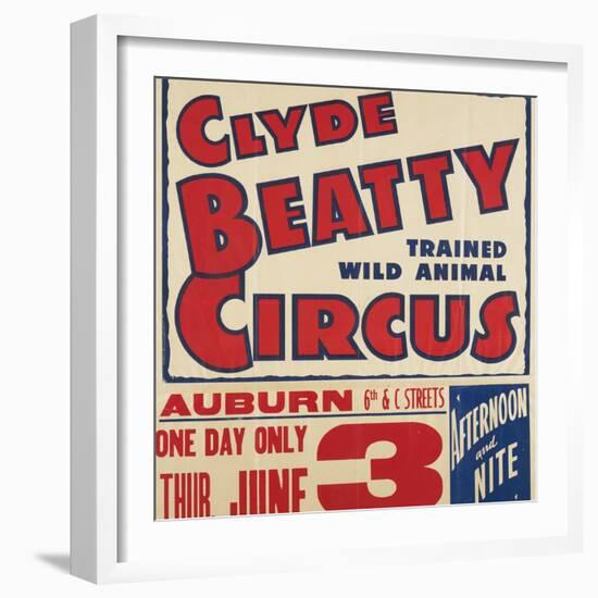 "Clyde Beatty Trained Wild Animal Circus", 1935-null-Framed Giclee Print