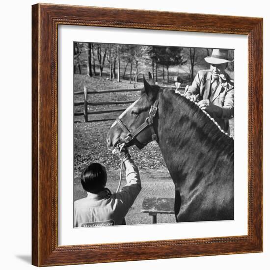 Clydesdale Horse, Used for Brewery Promotion Purposes, on the Anheuser-Busch Breeding Farm-Margaret Bourke-White-Framed Photographic Print