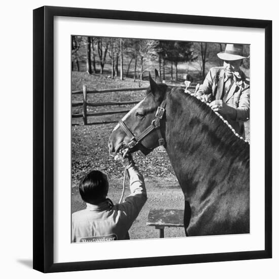 Clydesdale Horse, Used for Brewery Promotion Purposes, on the Anheuser-Busch Breeding Farm-Margaret Bourke-White-Framed Photographic Print