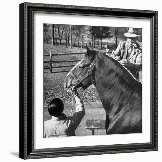 Clydesdale Horse, Used for Brewery Promotion Purposes, on the Anheuser-Busch Breeding Farm-Margaret Bourke-White-Framed Photographic Print