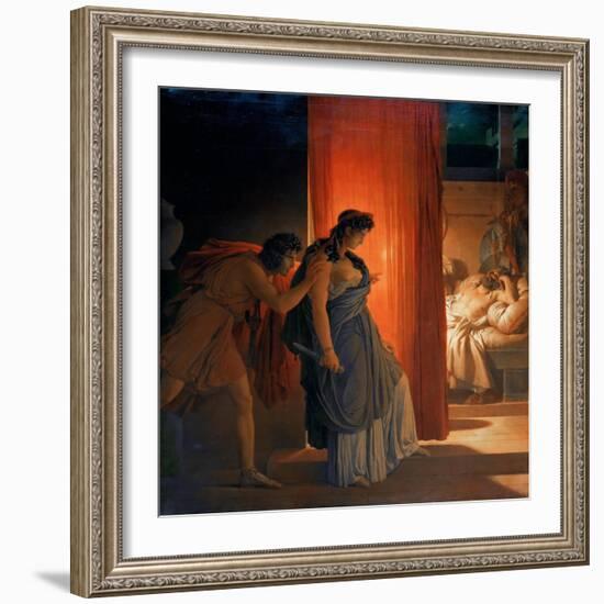 Clytemnestra Hesitates before Killing the Sleeping Agamemnon-Pierre Narcisse Guérin-Framed Giclee Print