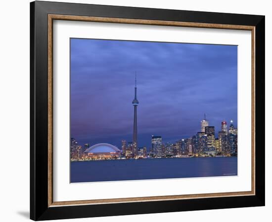 CN Tower and Toronto Skyline at Dusk, Toronto, Ontario, Canada-Michele Falzone-Framed Photographic Print