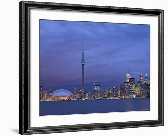 CN Tower and Toronto Skyline at Dusk, Toronto, Ontario, Canada-Michele Falzone-Framed Photographic Print