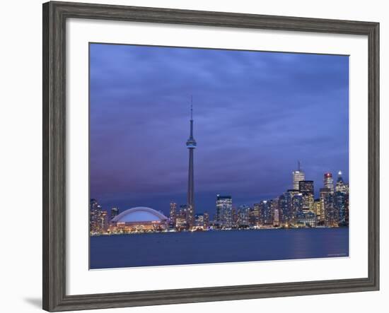 CN Tower and Toronto Skyline at Dusk, Toronto, Ontario, Canada-Michele Falzone-Framed Photographic Print