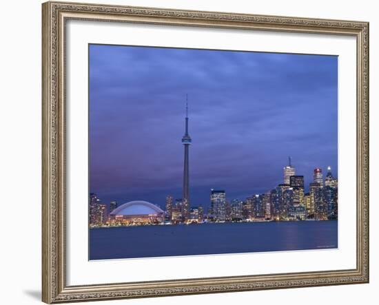 CN Tower and Toronto Skyline at Dusk, Toronto, Ontario, Canada-Michele Falzone-Framed Photographic Print