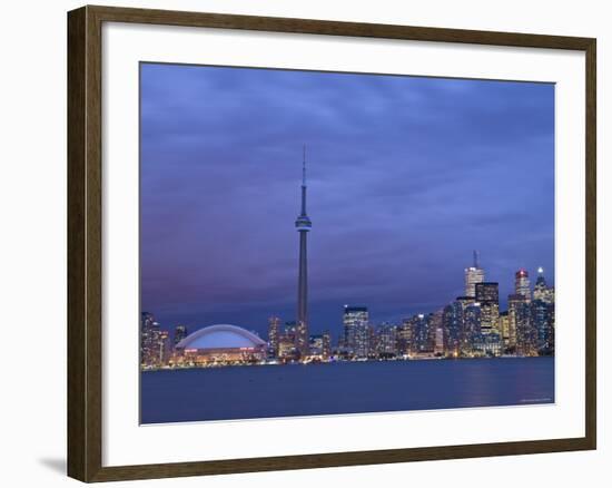 CN Tower and Toronto Skyline at Dusk, Toronto, Ontario, Canada-Michele Falzone-Framed Photographic Print