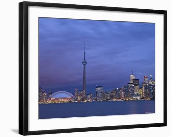 CN Tower and Toronto Skyline at Dusk, Toronto, Ontario, Canada-Michele Falzone-Framed Photographic Print