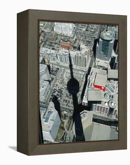 Cn Tower at 533 M or 1,815 Ft High, Canada's Wonder of World, Casting Shadow over Downtown Toronto-Mark Hannaford-Framed Premier Image Canvas