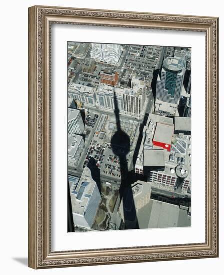 Cn Tower at 533 M or 1,815 Ft High, Canada's Wonder of World, Casting Shadow over Downtown Toronto-Mark Hannaford-Framed Photographic Print