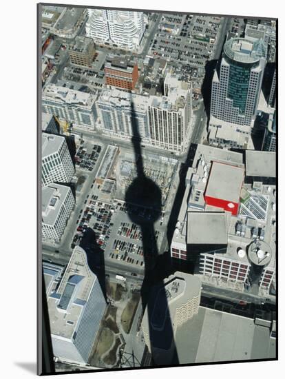 Cn Tower at 533 M or 1,815 Ft High, Canada's Wonder of World, Casting Shadow over Downtown Toronto-Mark Hannaford-Mounted Photographic Print