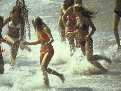 Bikini Clad Teens Frolicking in Surf at Beach' Photographic Print - Co  Rentmeester | Art.com