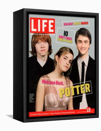 Co-stars of Harry Potter films Rupert Grint, Emma Watson and Daniel Radcliffe, November 18, 2005-Kayt Jones-Framed Premier Image Canvas