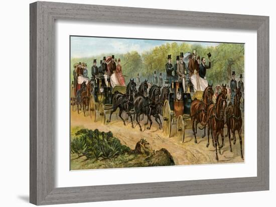 Coach and Four Horses of Upper Class Londoners, 1880s-null-Framed Giclee Print