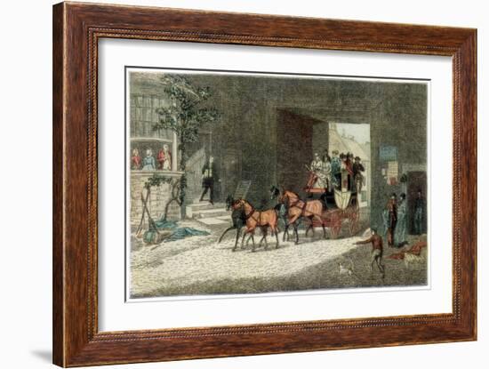 Coach Arriving in the Yard of an Inn, 1890-James Pollard-Framed Giclee Print